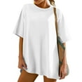 thumbnail image 2 of Htigea Womens Short Sleeve Tops Summer T Shirts Round Neck Causal Fashion Basic Tee White,XL, 2 of 6