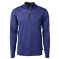 thumbnail image 2 of Men's Cutter & Buck  Blue/Black SMU Mustangs Vault DryTec Virtue Eco Pique Micro Stripe Recycled Quarter-Zip Pullover, 2 of 3