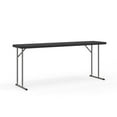 thumbnail image 2 of (5 PACK) 18'' x 72'' Rectangular Black Plastic Folding Table - Seminar Training Plastic Folding Table, 2 of 10