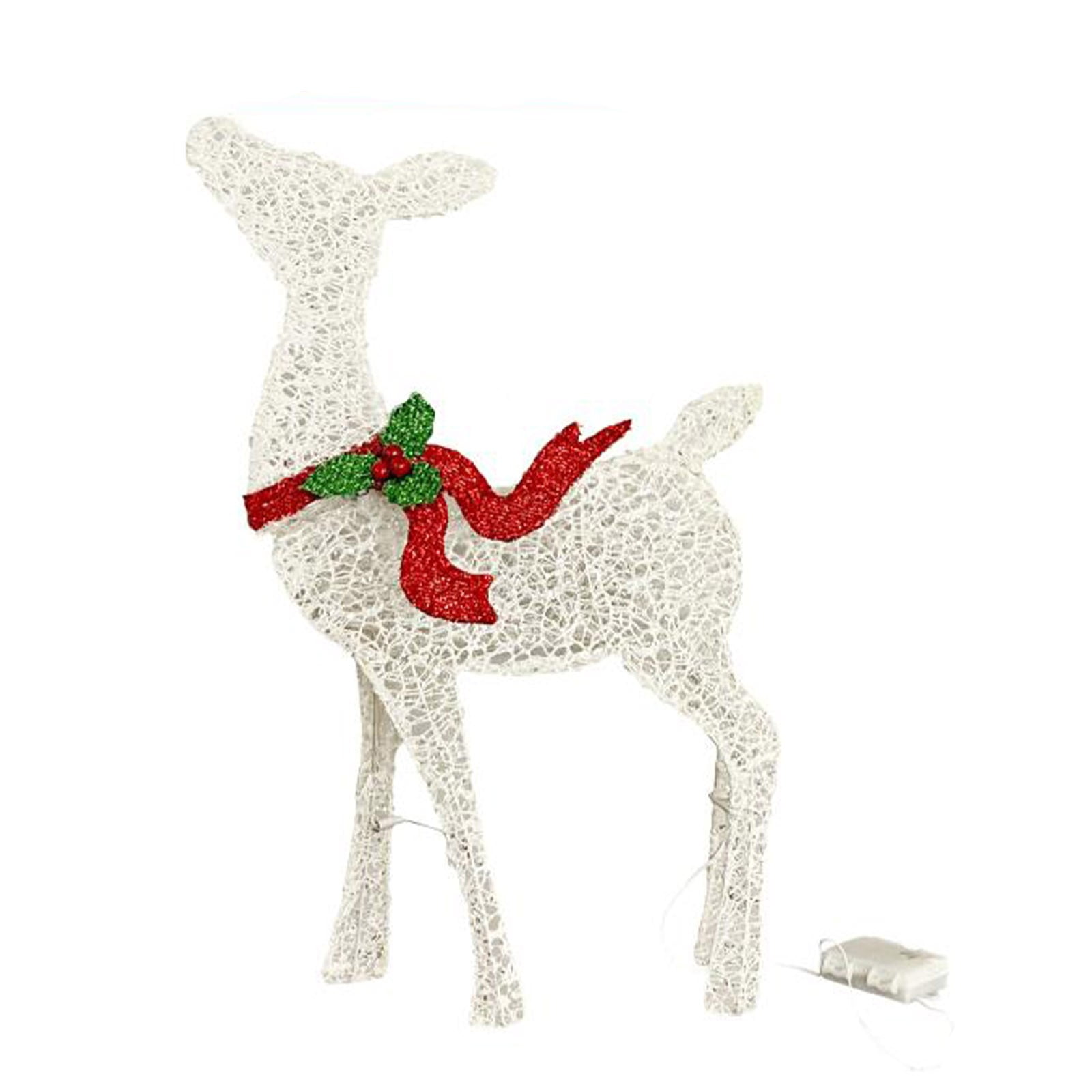 EWASWON Christmas Christmas Glowing Deer Lights, Outdoor Waterproof Reindeer Decor, Battery-Powered Indoor Outdoor String Lights for Yard Garden Xmas Decoration, White