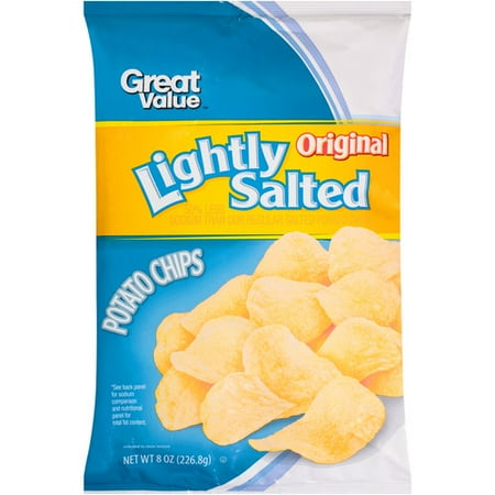 Great Value Lightly Salted Original Potato Chips, 8 oz