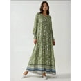thumbnail image 3 of Printed Viscose Maxi Dress with Crew Neck, 3 of 5
