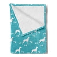 thumbnail image 2 of Dog Lover Soft Flannel Fleece Throw Blanket, Simplistic Pattern of Dog Silhouettes and Paw Prints Monochrome, Cozy Plush for Indoor and Outdoor Use, 70" x 90", Turquoise White, by Ambesonne, 2 of 5