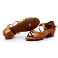 thumbnail image 5 of Women's Ballroom Dance Shoes Professional Latin Salsa Dancing Shoes Open Toe Low Block Chunky Heels Dancing Sandals Cross Strap Wedding Shoes, 5 of 5