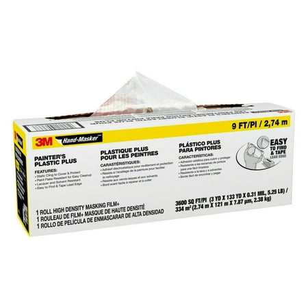 3M Hand-Masker Painter's Plastic Film, 9 ft x 400 ft