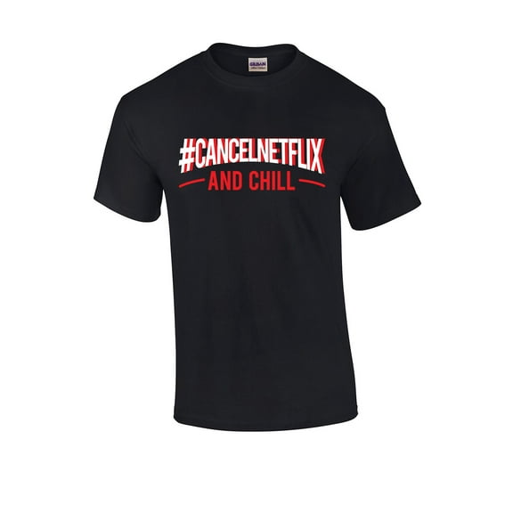 #CancelNetflix and Chill Cancel Subscription Boycott Unisex Adult Short Sleeve T-shirt-Black-small
