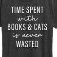thumbnail image 3 of Instant Message - Time Spent With Books Cats - Women's Short Sleeve Graphic T-Shirt, 3 of 6