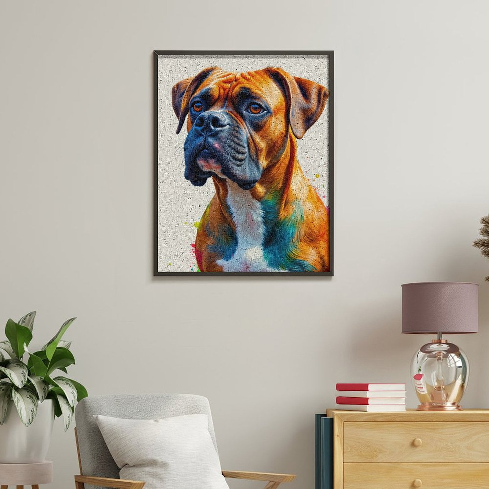 Paint By Numbers Kit for Adults Beginner - DIY Colorful Boxer Dog Portrait Art Canvas Painting Kits for Adults, Frameless Paint By Number for Adults for Home Wall Decor 16x20 Inch