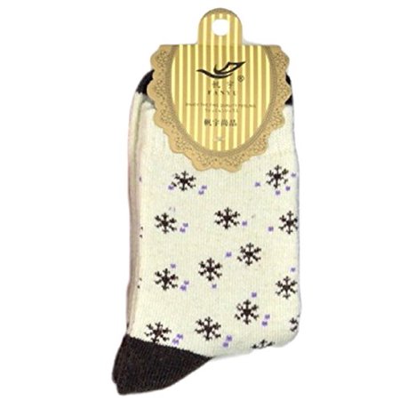 - Lian LifeStyle 2 Pairs Women's Angora Lambs Wool Socks Snowflakes Size 7-9 Casual(Beige)