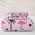 thumbnail image 5 of jejeloiu Pink Birds Flamingo Twin Quilt Set Kids,Hawaii Summer Holiday Twin Coverlet Set,2-Piece, 5 of 7