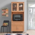 thumbnail image 2 of Hodedah Kitchen Cabinet with Top and Bottom Enclosed Cabinet Space in Beige Wood, 2 of 2