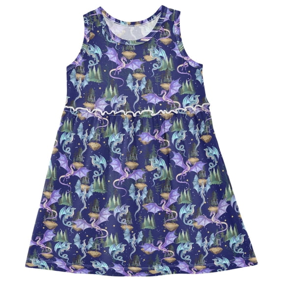joogoo Girls Sleeveless Dress Fantasy Dragons Stylish Short Sleeve Dresses 4T