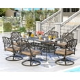 thumbnail image 5 of Magic Union 7 Pieces Adults Outdoor Dining Set Cast Aluminum Dining Table with Chair Khaki, 5 of 8