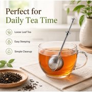 Tea Infuser for Loose Tea, Large Capacity Stainless Steel Tea Ball with Long Handle & Push Rod, Durable Tea Strainer, TIKA