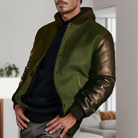 JXMVOJ Men's Bomber Jacket Lightweight Spring Fall Casual Windbreaker Full Zip Outwear Color Blocking Pockets Long Sleeve Outwear Coat