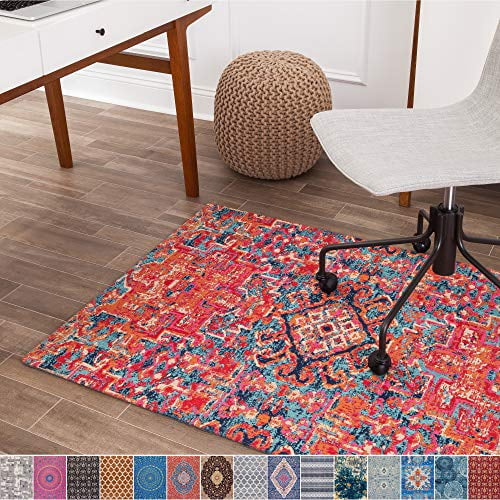 Anji Mountain Chair Mat Rug D Collection 1 4 Thick For Low Pile Carpets Hard Surfaces Merida Bright Multi Color Distressed Tribal Walmart Com Walmart Com