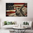 thumbnail image 4 of HFDF Vtage American US USA Flag Fighter Bomber Head Propeller Canvas Wall Art Prts Retro Warplanes Home Decor Pictures Poster Military Aircraft Patg Ready to Hang 24x20inch Framed, 4 of 6