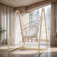 thumbnail image 4 of EUROCO 45.7"L Hammock Chair with Stand Indoor Outdoor, Hanging Chair, Handmade Swing Chair with Macrame, Heavy Duty Steel Hanging Base for bedroom Balcony Patio, Capacity 500LBS, 4 of 7