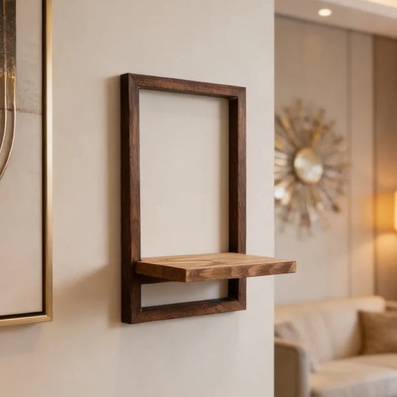 Wooden Plant Shelf Rustic Floating Wood Shelves Wall Mounted Plant Holder for Home Living Room Bedroom Office Indoor Wall