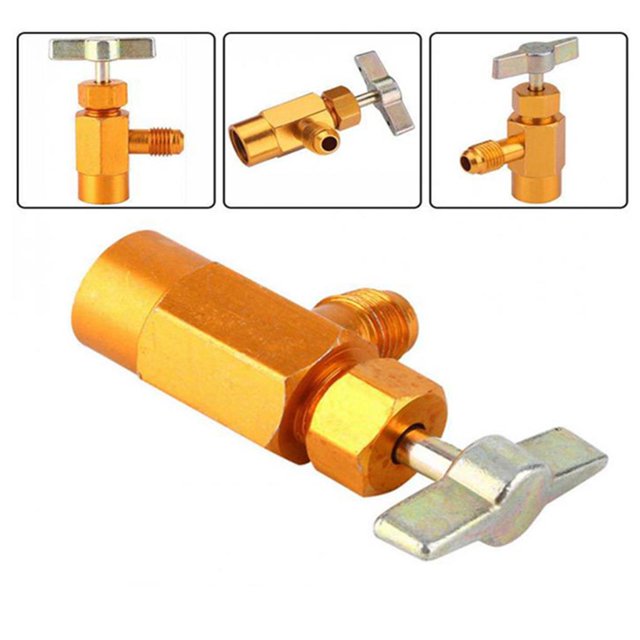 Langgg Distributeur de Canettes R-134a pour Filetage AC 1/2 Outil de Valve Ouvre-Bouteille