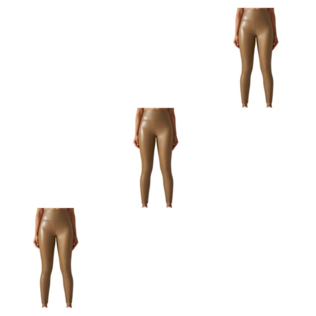 Leggings de cuero Qarigey para mujer pantalones pitillo de Yoga de cintura alta color sólido