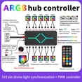 thumbnail image 3 of Concentrador de Succión Magnética de 12 Puertos ARGB + 10 Puertos PWM con Control Remoto. Divisor de Concentrador PWM y ARGB para Ventilador de PC. Divisor de Concentrador. Negro., 3 of 5