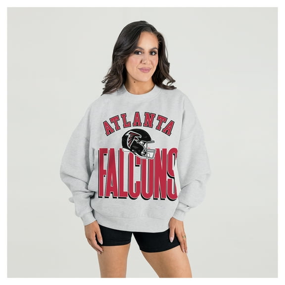 Women's Gameday Couture  Ash Atlanta Falcons Fierce Focus Premium Oversized Fleece Pullover Sweatshirt