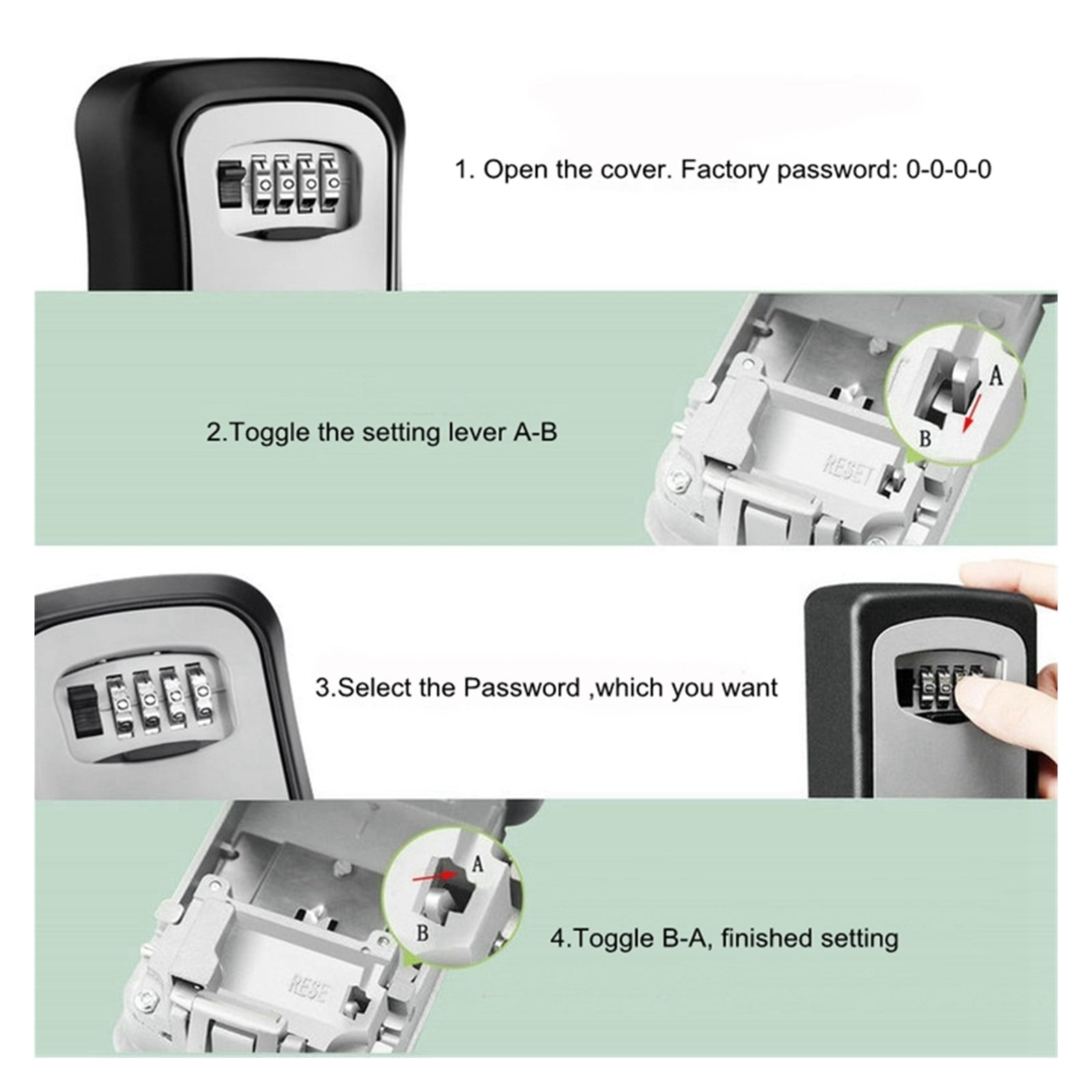 Password Key Storage Lock Box ,Safe Waterproof 4 Digits Combination Walling Installation Keybox For Home Outdoor ,Prevent Theft