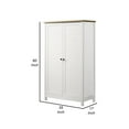 thumbnail image 5 of Benjara Aie 60 Inch Storage Cabinet, Framed Slatted Panel Doors, White, Brown Wood, 5 of 5