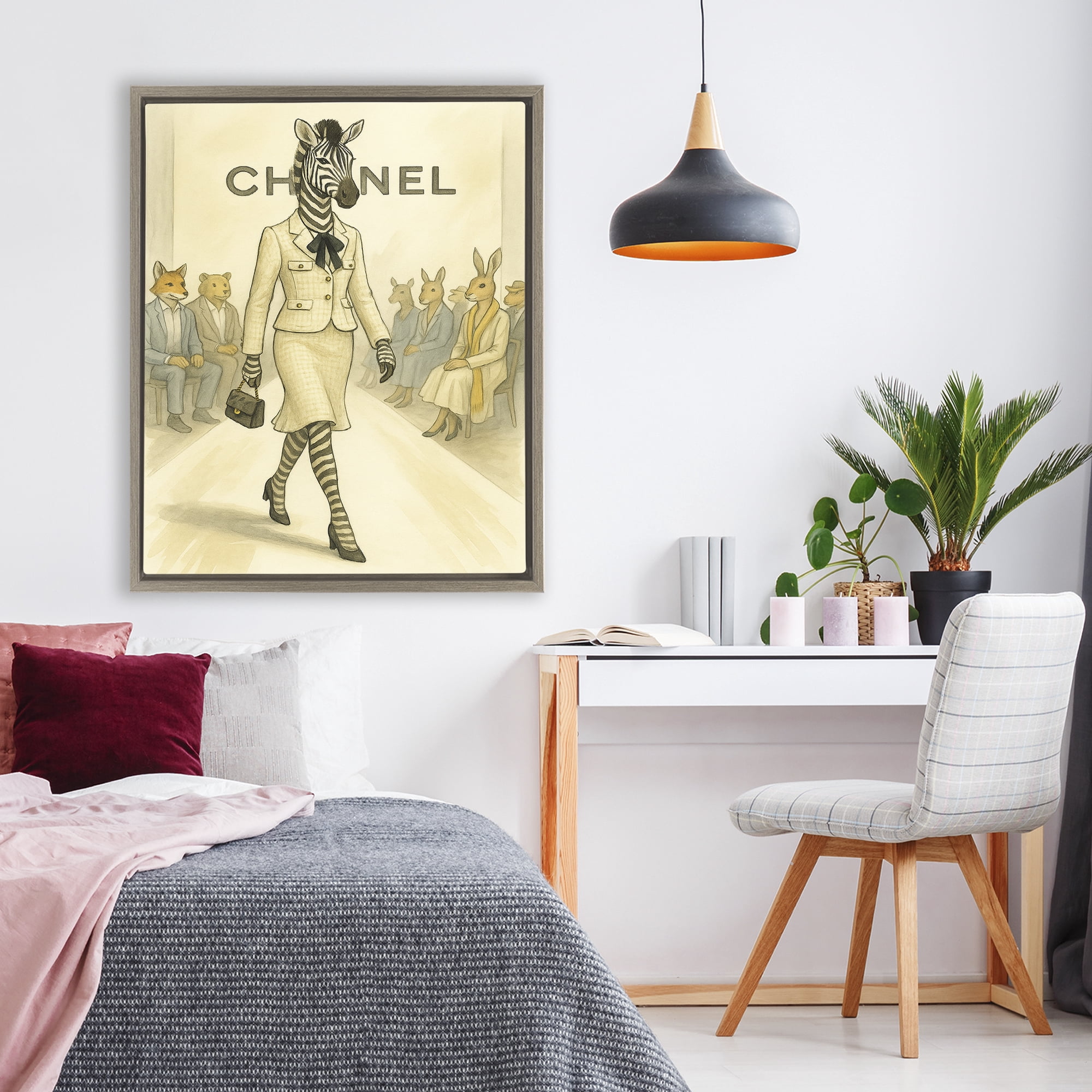 Stupell Industries Fashion Runway Zebra Brown Framed Floater Canvas Wall Art, design by Grotto Studios