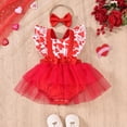thumbnail image 2 of TAmten Newborn Baby Girl Easter Outfit My First Easter Romper Dress Cute Infant Girl Clothes Headband Set Baby Girl Valentine's Day Outfit(Red,0-3 Months), 2 of 4