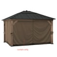 thumbnail image 2 of Sunjoy Four-Side Privacy Side Wall Curtain Set for 11 x 13 ft Gazebo, UV-resistant Waterproof Polyester Curtain Panels for Patio, Garden and Backyard, includes Ring Hardware for Installation, Brown, 2 of 4