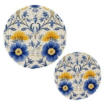 Flowers Blue Pot Holders Set Trivets Hot Pads Cotton Mats for Cooking