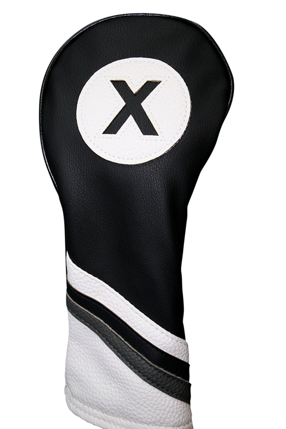 Golf Headcovers Black and White Leather Style 1, 3, X Driver and Fairway Head Covers Fits 460cc Drivers