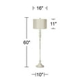 thumbnail image 6 of 360 Lighting Vintage Country Cottage Floor Lamp 60" Tall Antique White Embroidered Hourglass Print Drum Shade for Living Room Bedroom Office House, 6 of 6