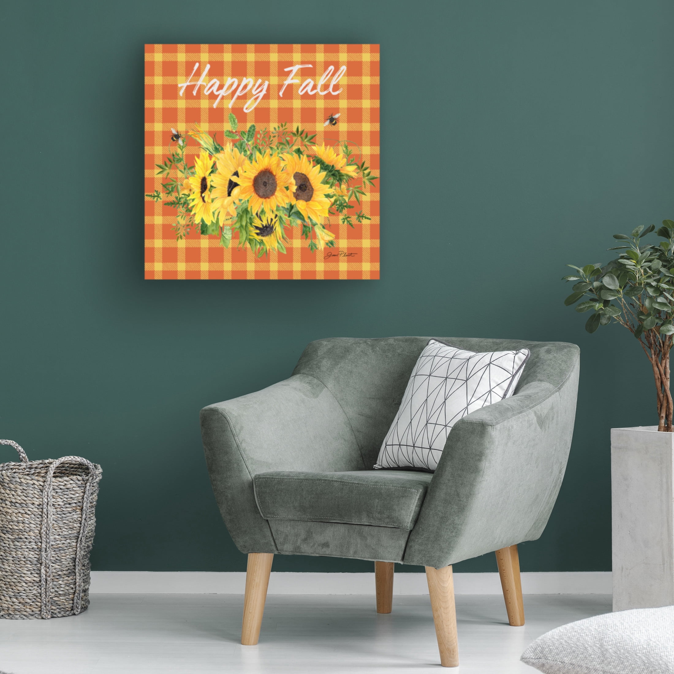 Canvas Wall Art - Jean Plout 'Fall Plaid Celebration A' Wall Art for Living Room, Bedroom, or Office Décor by Trademark Fine Art - 24 x 24 Inches
