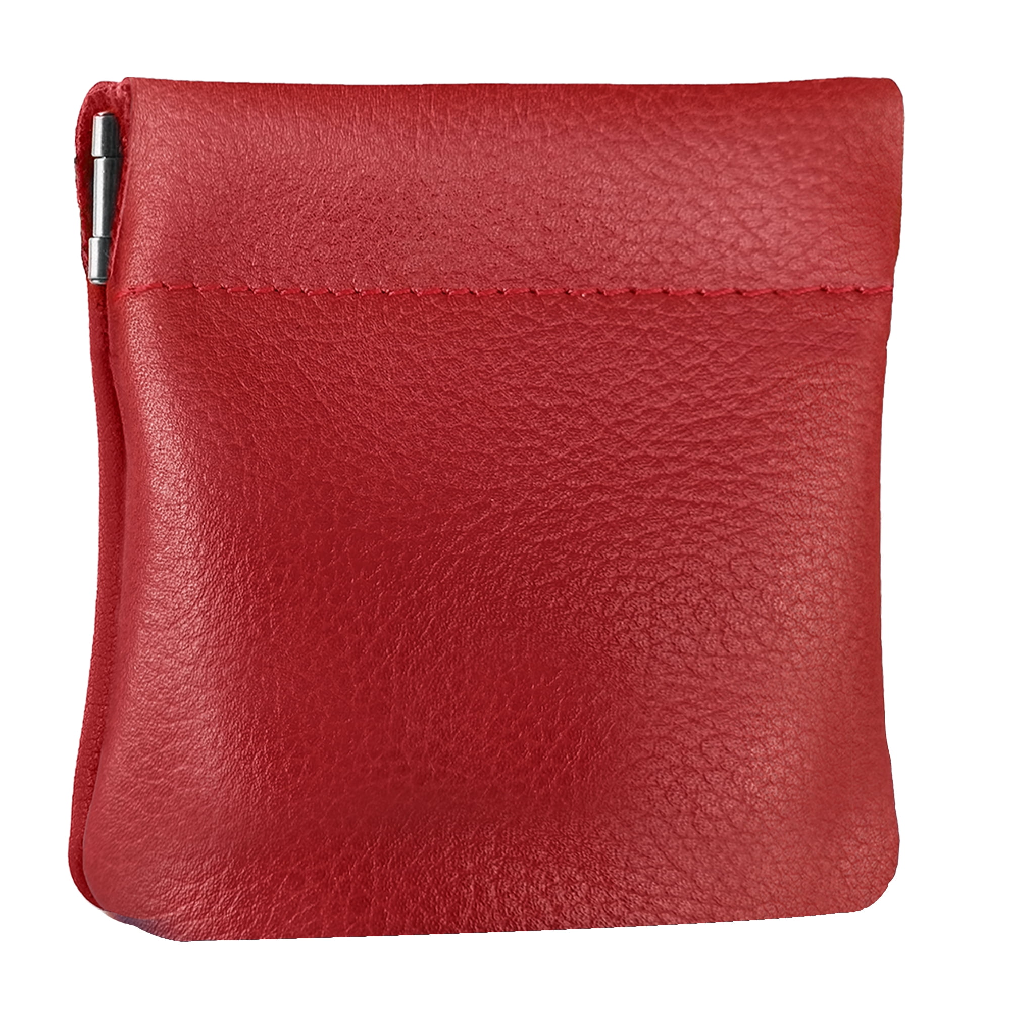 Classic Leather Squeeze Coin Purse change Holder For Men, Pouch size 3.5 in X 3.25 in. high By