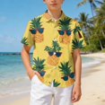 thumbnail image 2 of Boys Hawaiian Shirt Short Sleeve Floral Button Down Shirts Tropical Holiday Beach Top Vacation Clothes 6-12 Months 12-24 Months 2t 3t 4t 5t 6t 7t 8t 9t Children Yellow 5-6 Years, 2 of 6