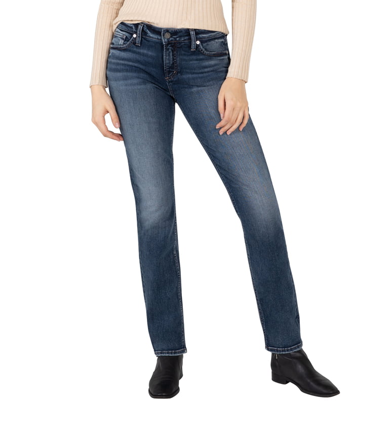 Silver Jeans Co Women's Elyse Relaxed Fit Mid Rise Straight Leg 