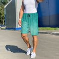 thumbnail image 5 of Mens Pajama Shorts, Teal Turquoise1 Sleep Shorts Men Pajama Bottoms Lounge PJ Shorts with Pockets, 5 of 6