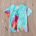 thumbnail image 4 of Honeeladyy Summer Girls Short-sleeved Color Tie-dye Pattern Round Neck T-shirt Tops For Kid Girls' summer clothes, 4 of 9