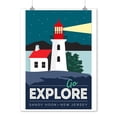 thumbnail image 2 of Sandy Hook, New Jersey, Go Explore, Lighthouse, Vector Style (9x12 Wall Art Print, Home Decor), 2 of 3