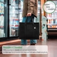 thumbnail image 6 of 2 Pack Insulated Reusable Grocery Bag, Food Delivery Bag, Durable, Heavy Duty, Large Size, Stands Upright, Collapsible, Sturdy Zipper, Reusable and Sustainable (Black, 2 Pack), 6 of 9