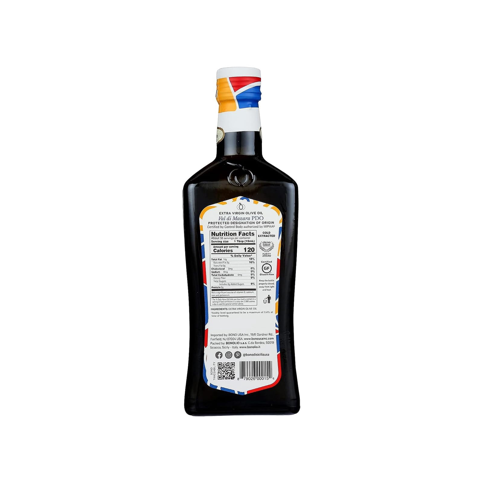 Bono Sicilian Certified PDO OKA4&nbsp;Val Di Mazara Extra Virgin Olive Oil - 16.9 oz