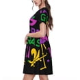 thumbnail image 2 of Easygdp Mardi Gras with Flamingo para Vestido Transpirable de Mujer, Vestido Suelto de Manga Corta con Pliegues y Bolsillos para el Verano, 2 of 6
