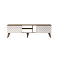 thumbnail image 2 of Eggea Modern Engineered Wood TV Stand for TVs up to 80”, White & Oak Veneer, 2 of 7