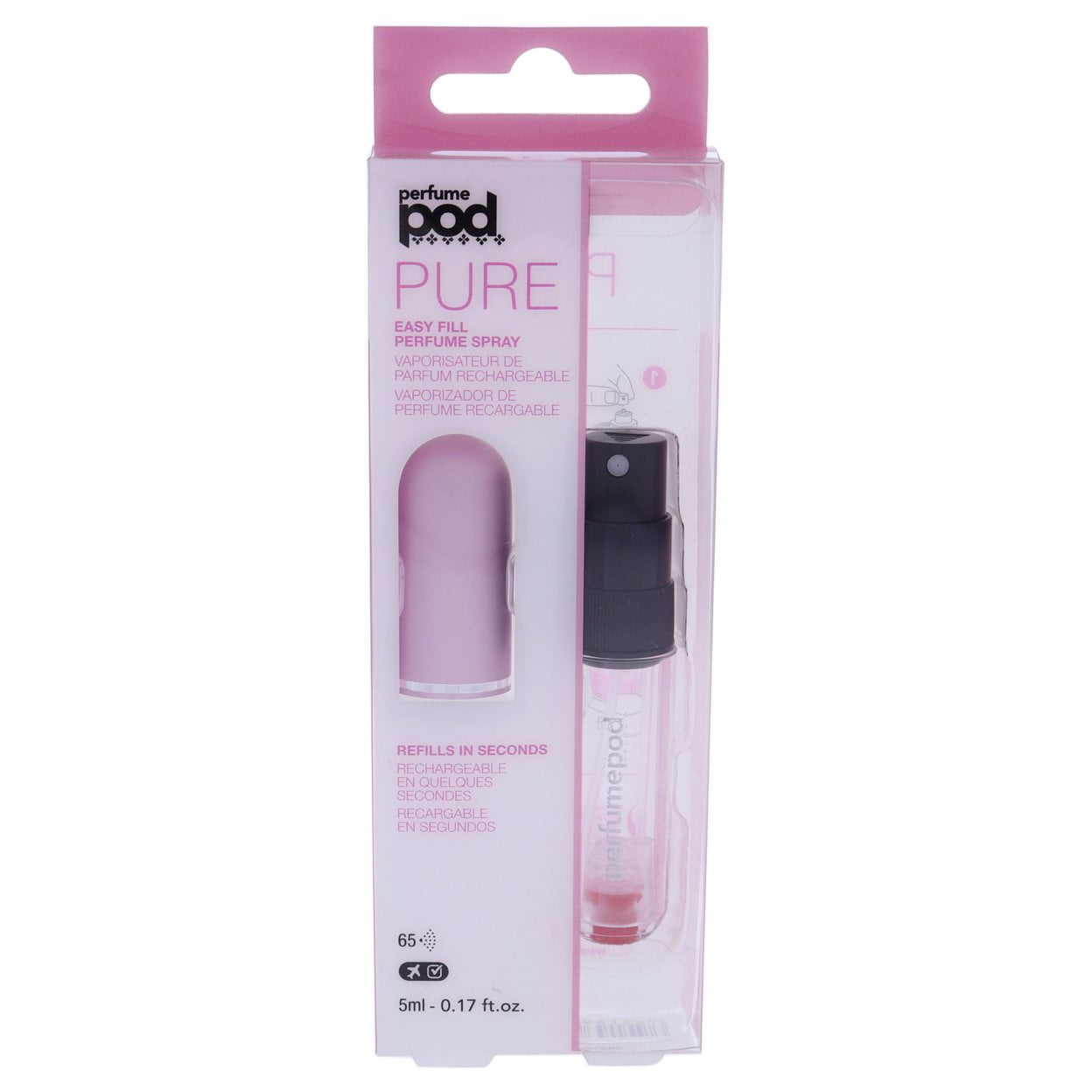 I0101968 0.17 oz Pod Empty Crystal Perfume Atomizer Refillable Spray for Unisex, Pink