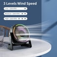 thumbnail image 3 of VOCOO Small USB Desk Fans - 5.3 Inch Portable Table Fans with 3 Levels Air Flow, 8 Color LED Lights, 360° Rotation, Quiet Mini Personal Fan for Home Office Desktop, 3 of 8