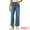 Blue, variant on Women's Wide High Waisted Stretchy Jeans Buttoned Denim Pants M Blue