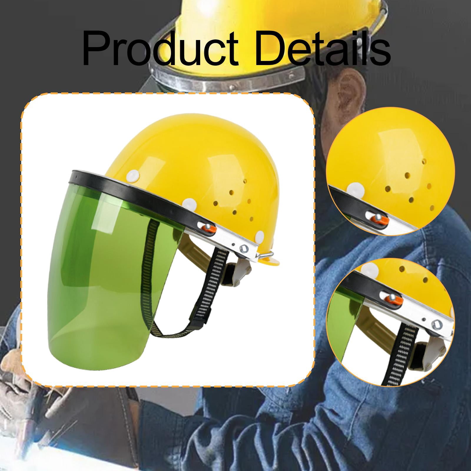 Zxpjkyu Face Shield Face Cover with Helmet Flip up Impact Resistant Headgear for Logging Green visor